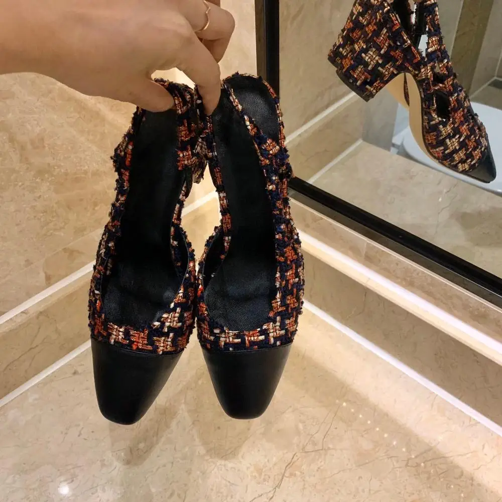 

Prowow Genuine Leather Slingbacks Pumps Women Shoes Sexy High Heel Shoes Patchwork Women Shoes Party Wedding