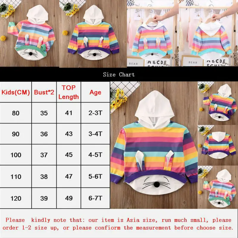 Детское Полосатое пальто с капюшоном и рисунком кролика для новорожденных