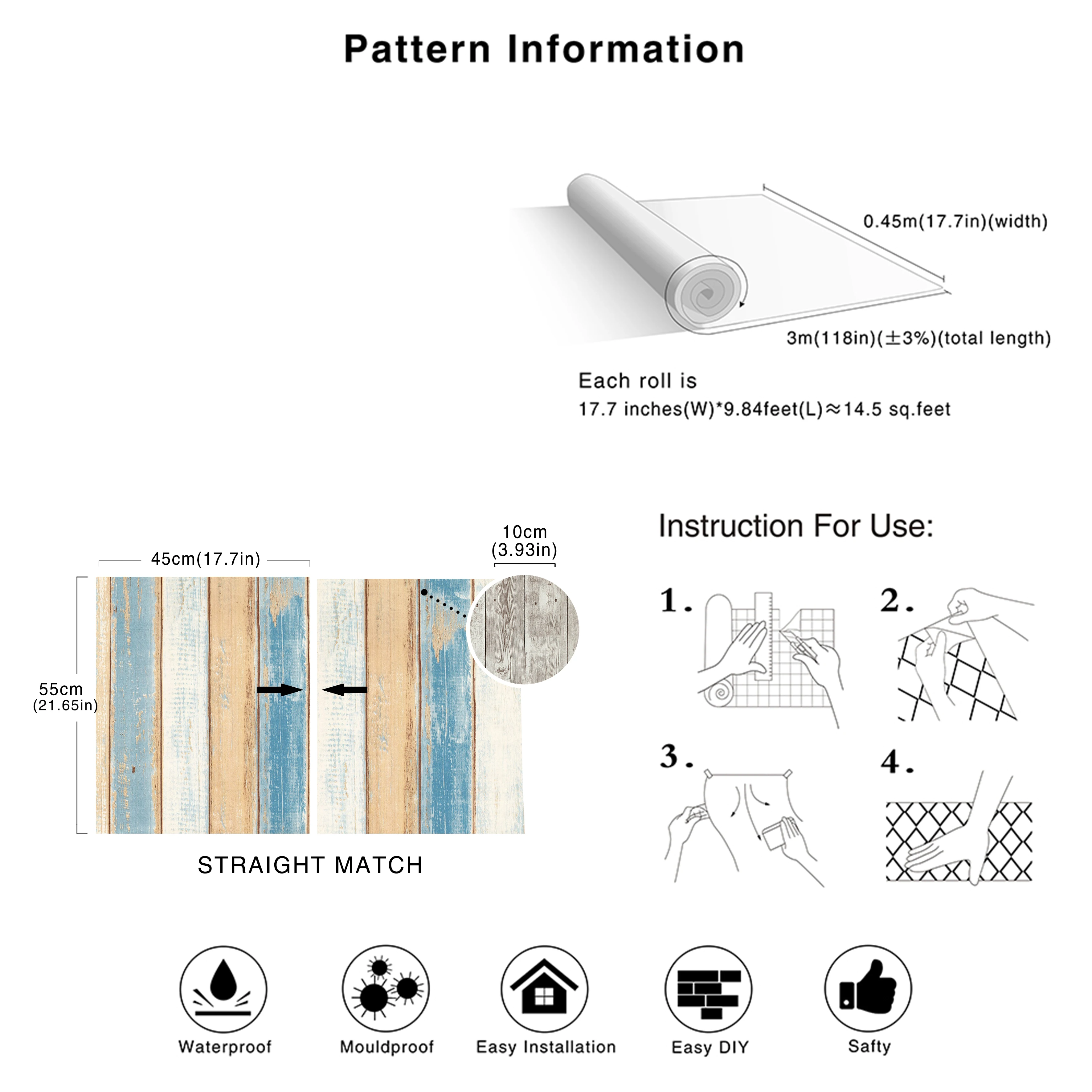 

Mediterranean Wood Grain Paper Waterproof Self-adhesive Wallpaper Instant Sticker Living Room Bedroom Wall Renovation Wallpaper