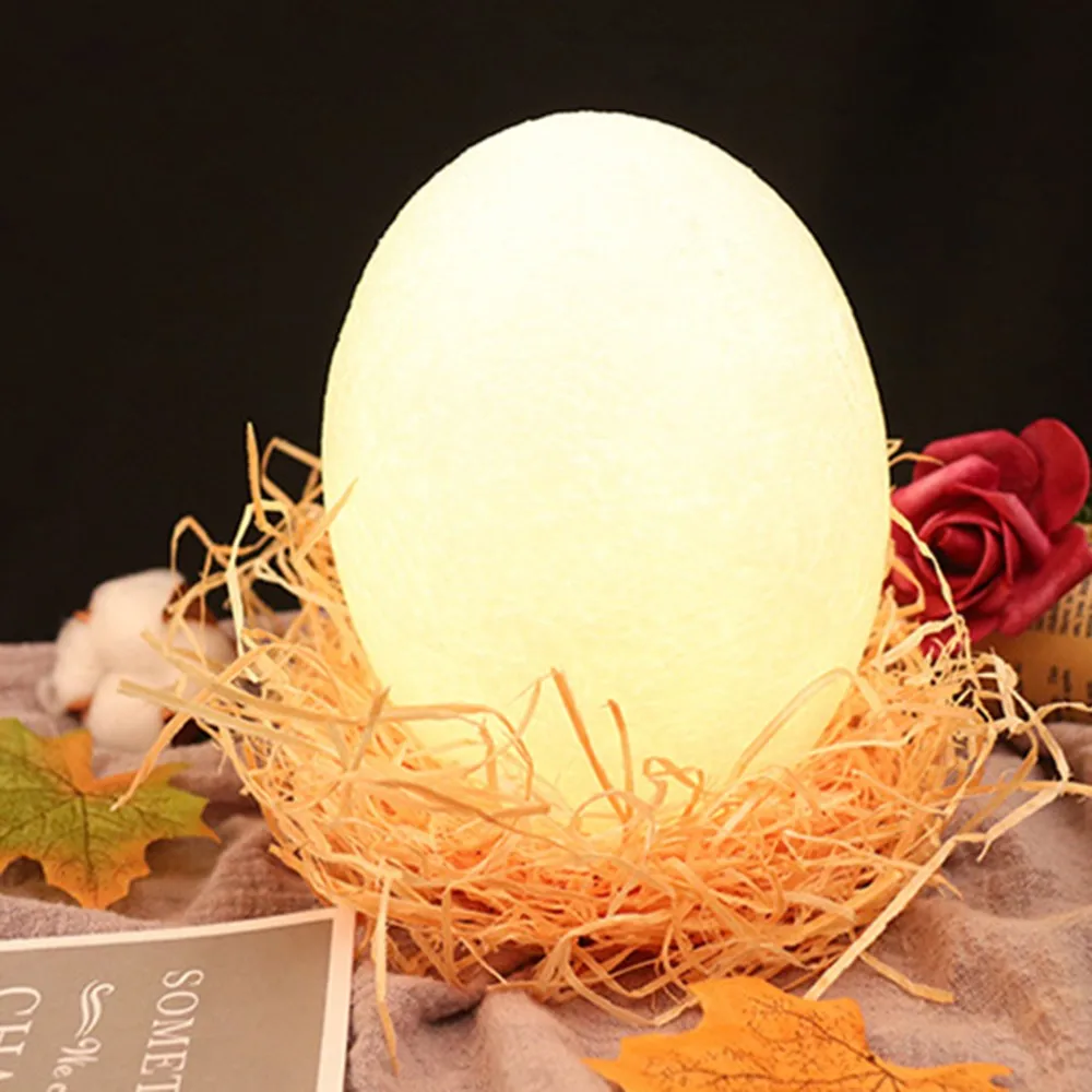 Remote Control 16 Colors Changing 3D Printing Dinosaur Egg Light Moon Night Lght Table Lamp Led Birthday Gift | Дом и сад