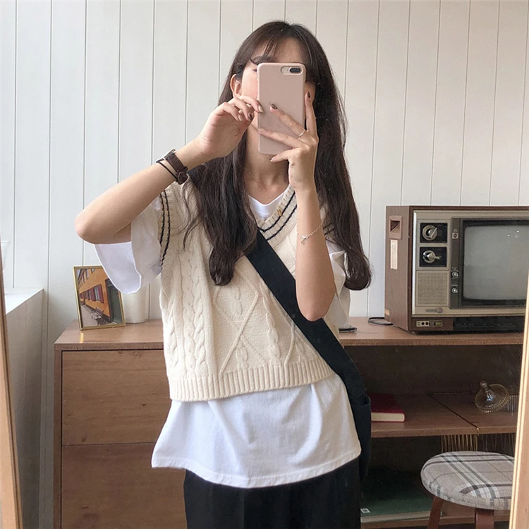 Женский трикотажный короткий жилет Colorfaith свитер без рукавов в минималистичном