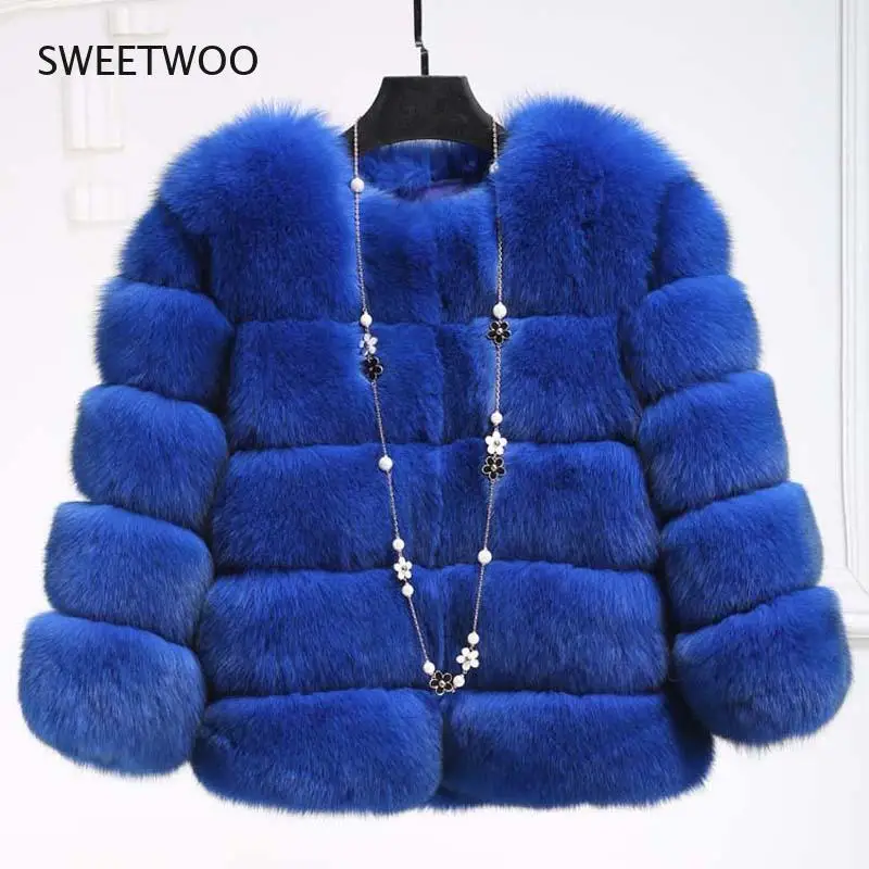 S-3XL Mink Coats Women 2021 Winter Top Fashion Pink FAUX Fur Coat Elegant Thick Warm Outerwear Fake Fur Woman Jacket