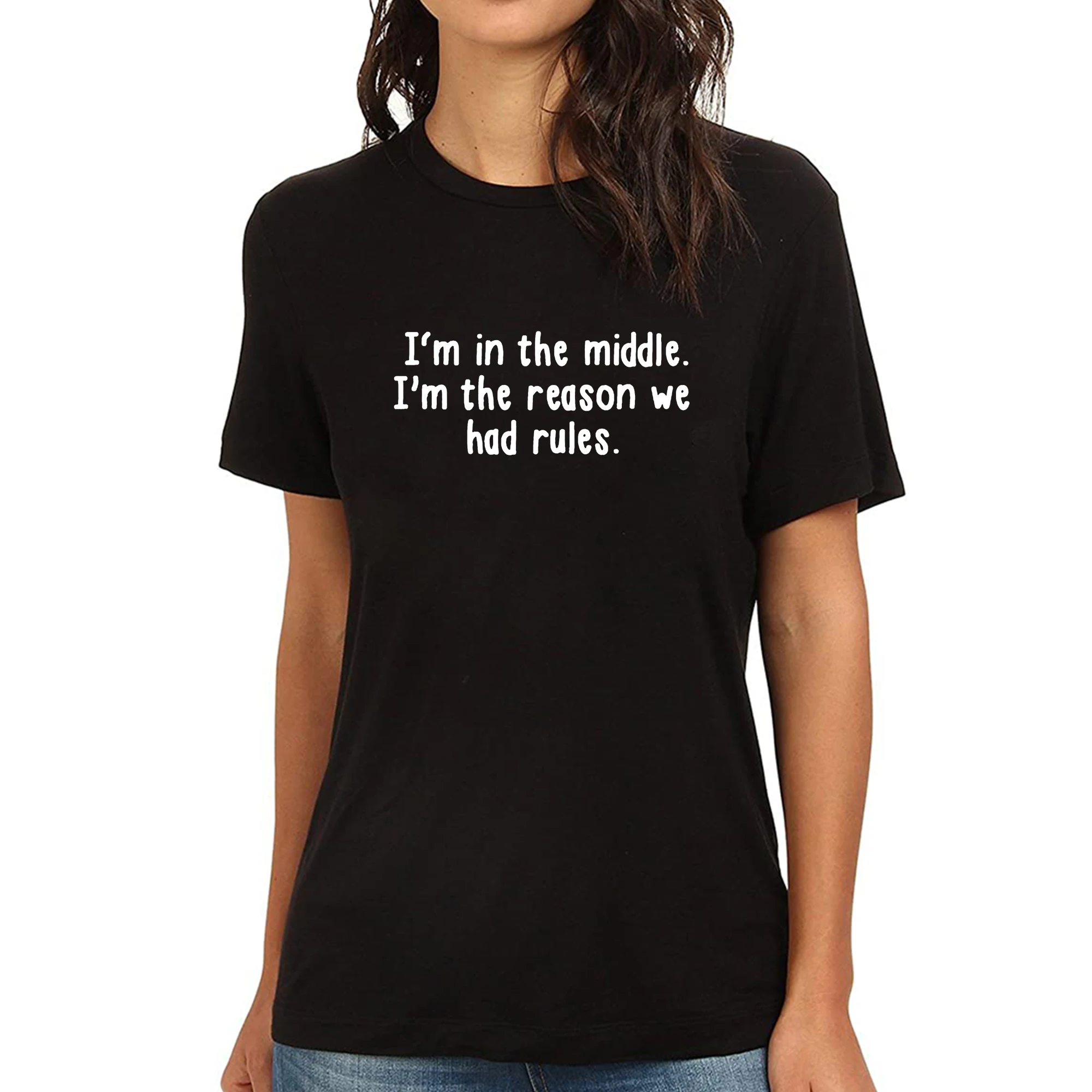 

Lyprerazy Women's i'm in the middle i'm причина, по которой у нас были правила, забавная Футболка с принтом
