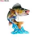 Крутая 3D наклейка Three Ratels FC68 для прыжков, басов, форели, рыб, искусство, наклейка на стену для автомобиля, велосипеда, гитары, ноутбука, наклейка для автомобиля