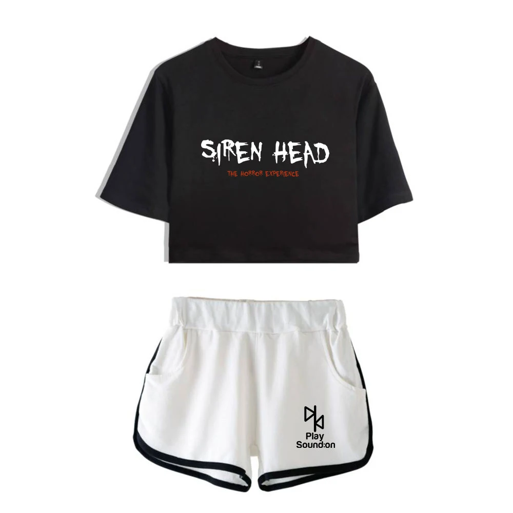 

2020 Urban Legend Close Your Ears Or Face Your Fears Siren Head Women Two Piece Set Shorts+lovely T-shirt Hot Sale Clothes