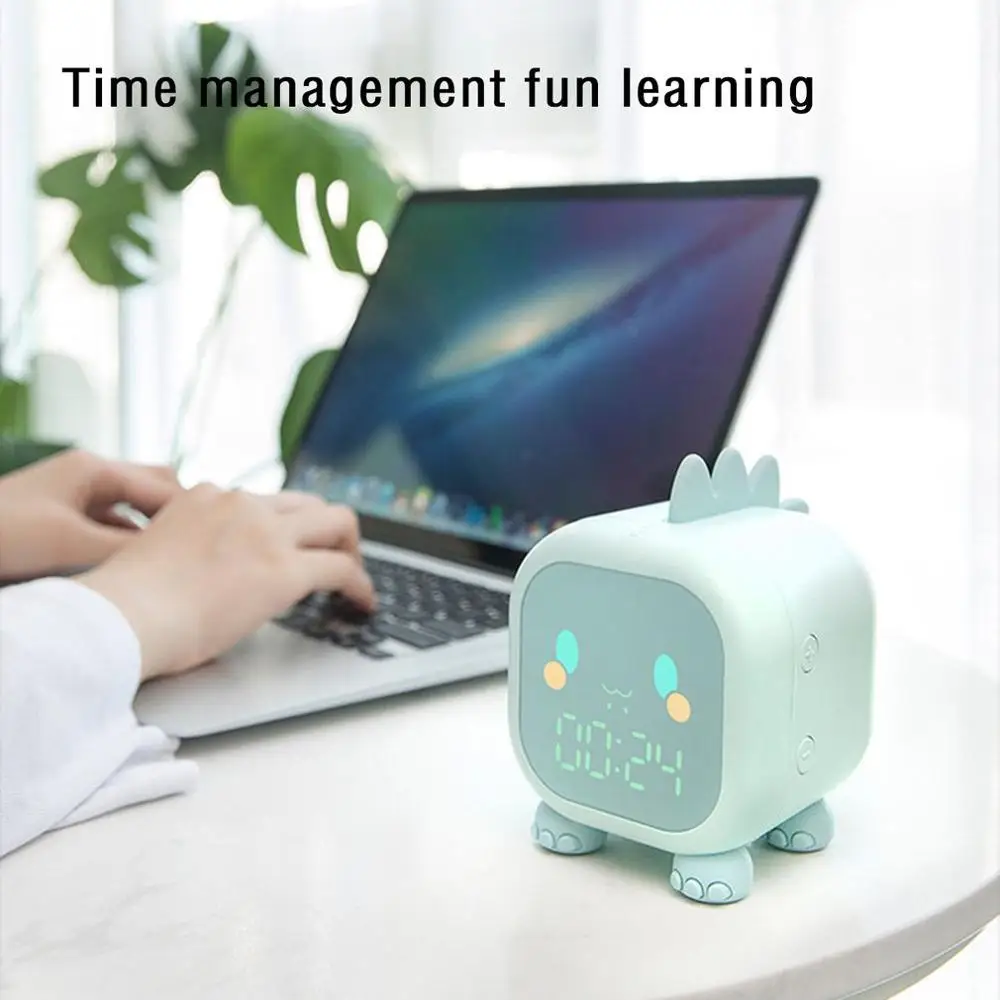 

Cute Dinosaur Shape Smart Timekeeping Led Cartoon Alarm Clock with Temperature Display & Voice Control Digital Bedroom Decoratio