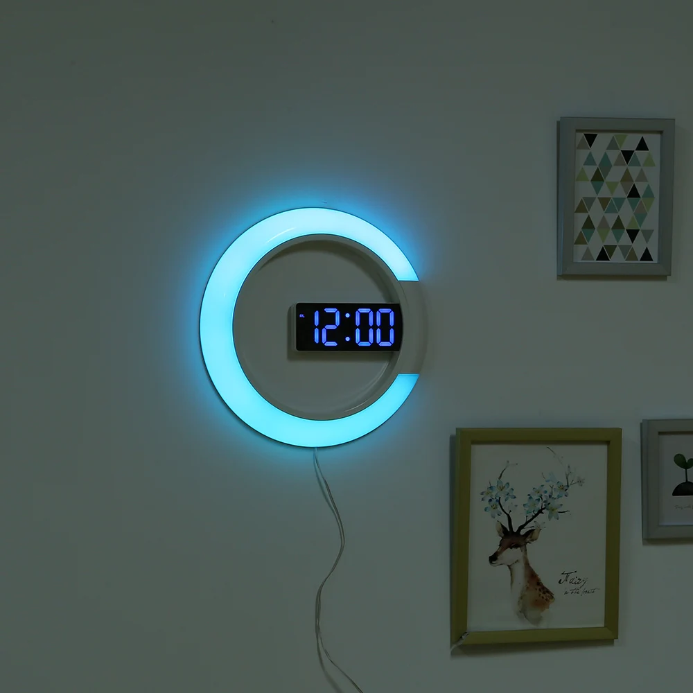 Цифровые светодиодсветодиодный настенные часы зеркальные температурные с
