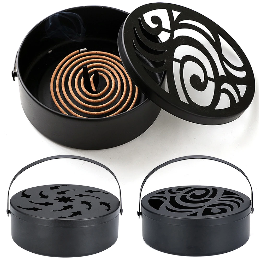 

Iron Mosquito Coil Holder Hollow Mosquito Coil Box Portable Mosquitoes Incense Burner For Home And Garden Baby Child Pregnant