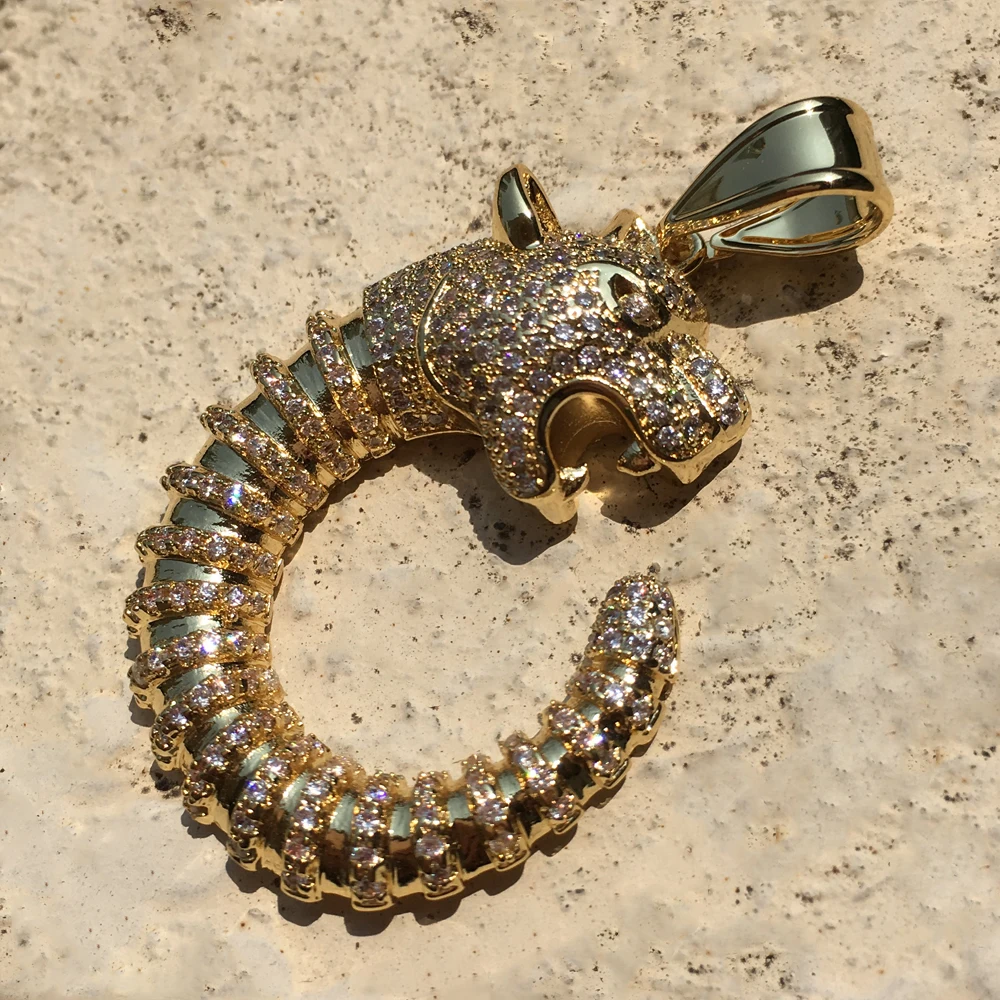 Мужское ожерелье с подвеской в виде животного микрозакрепкой золотое стиле хип