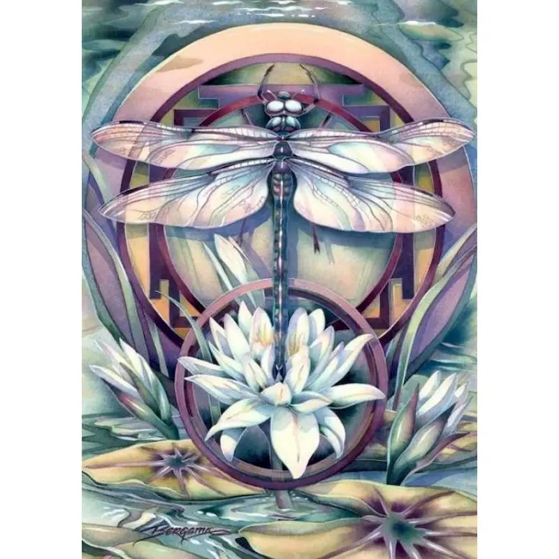 

GATYZTORY Dragonfly and lotus DIY Painting By Numbers HandPainted DIY Gift Kit Drawing On Canvas Oil Painting Picture Wall Art H