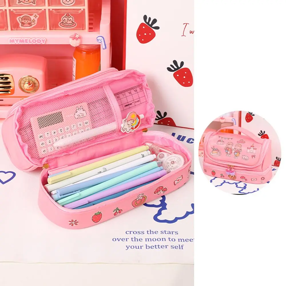 

Fashion Stationery Box Creative Dirt-Resistant Bag Makeup Bag Pencil Case Double-Layer Portable