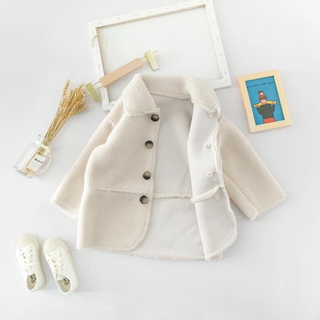 Детское пальто куртка для девочек плюшевая зимняя однотонная ветрозащитная