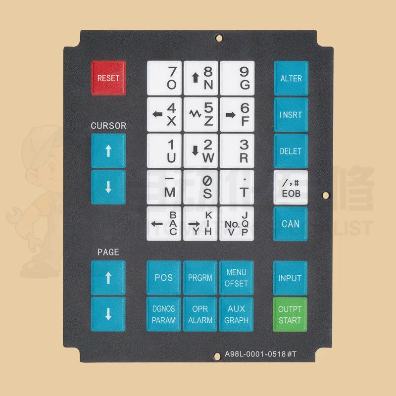 Botões do Teclado da Membrana do Cnc Hmi de A98l-0001-0518 t para o Painel do Operador da Máquina de Fanuc