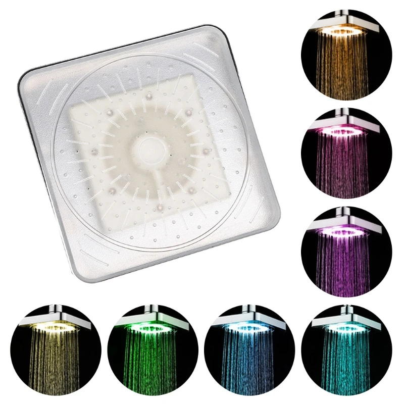 

Colorful Led Rainfall Shower Head Vertical Fixed Shower with Temperature Sensor Easy Installation Without Tools