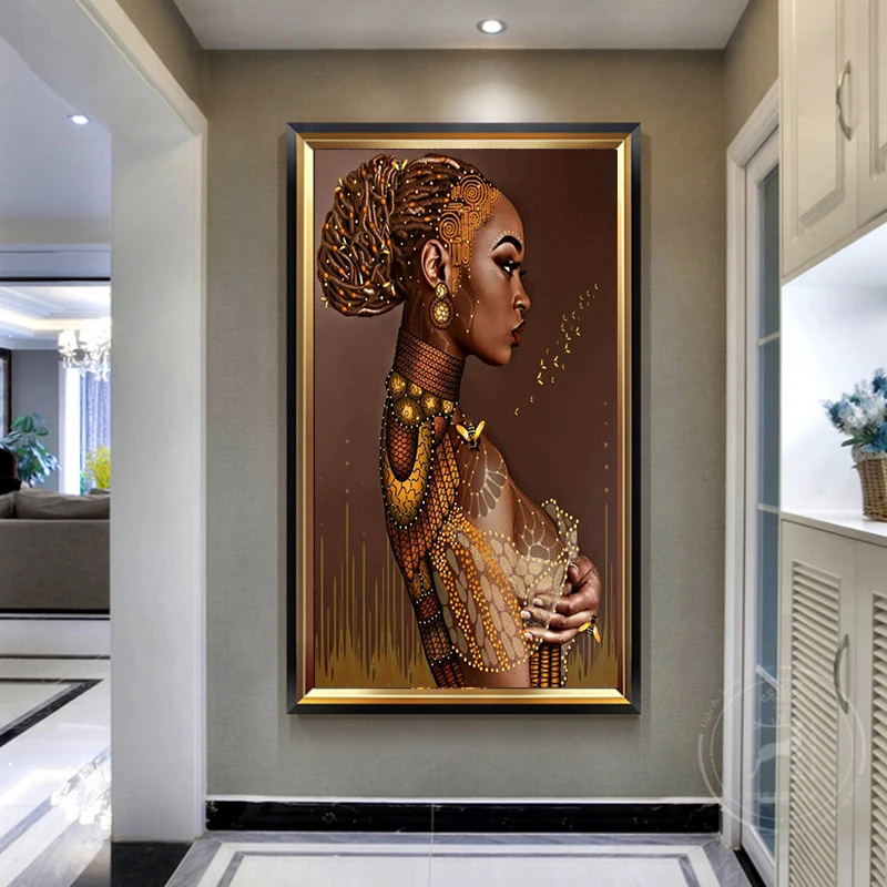 

DIY Full Diamond Painting Black Beauty Cross Stitch 5D Embroidery Mosaic Icon Minority Tribal Princess Home Wall Art Decor