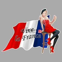 Vive La France For Drapeau Francais Flag Pinup Sticker Allez Autocollant Auto
