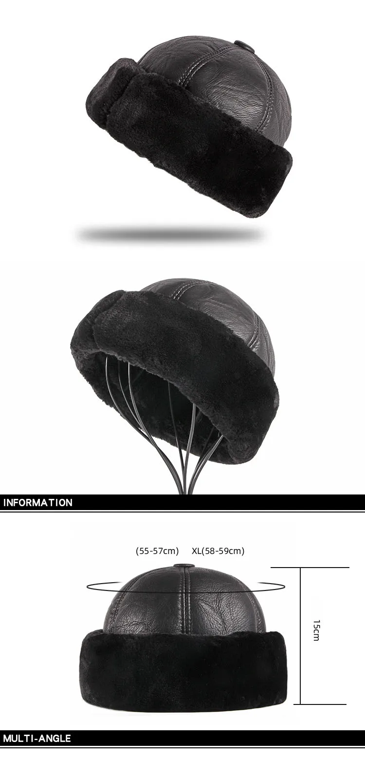 Фибоначчи, новинка, искусственная кожа, старая шапка, зимняя, skullcap, ветрозащитная, снежная шапка, плюс бархат, толстая, теплая, Мужская шапочка