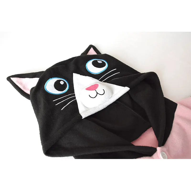 Кигуруми с животными Черный кот комбинезон для женщин и девушек DJ Kitty одежда сна