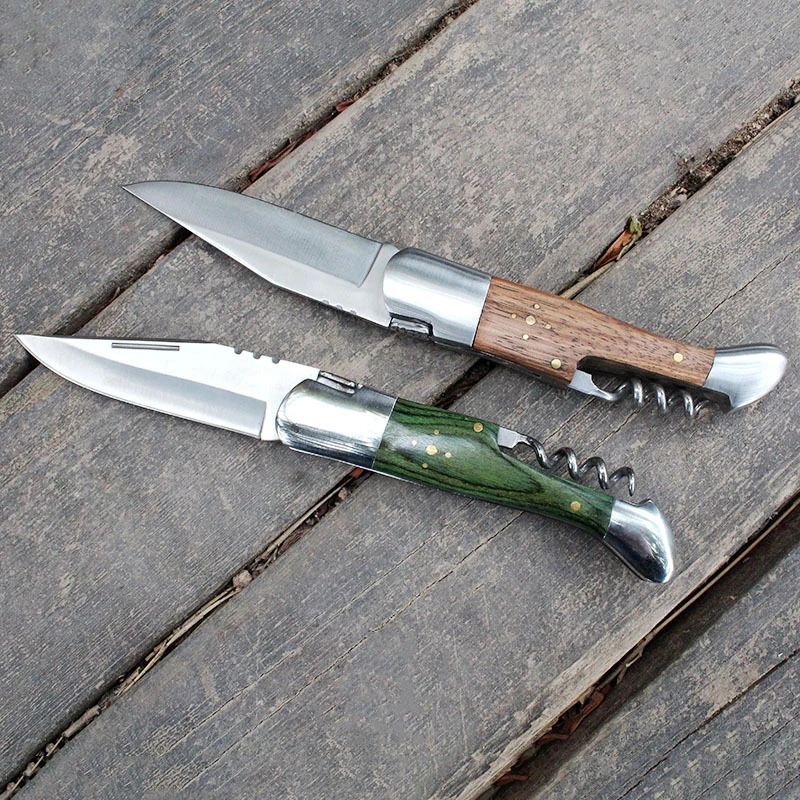 

Dinner Tableware Wine Bottle Corkscrew Household Tool Wooden Handle Knife Outdoor Camping Folding Knife Picnic Fruit Steak