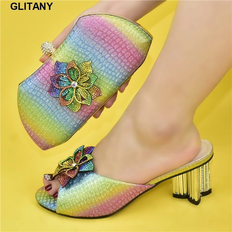 

Italian Shoe and Bag Set for Party In Women Nigerian Women Wedding Shoes and Bag Set with Rhinestone Ladies Shoes and Sandals