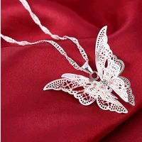 3d hollow pointed butterfly crystal flower necklace alloy fashion exquisite flying wings butterfly necklace ladies jewelr