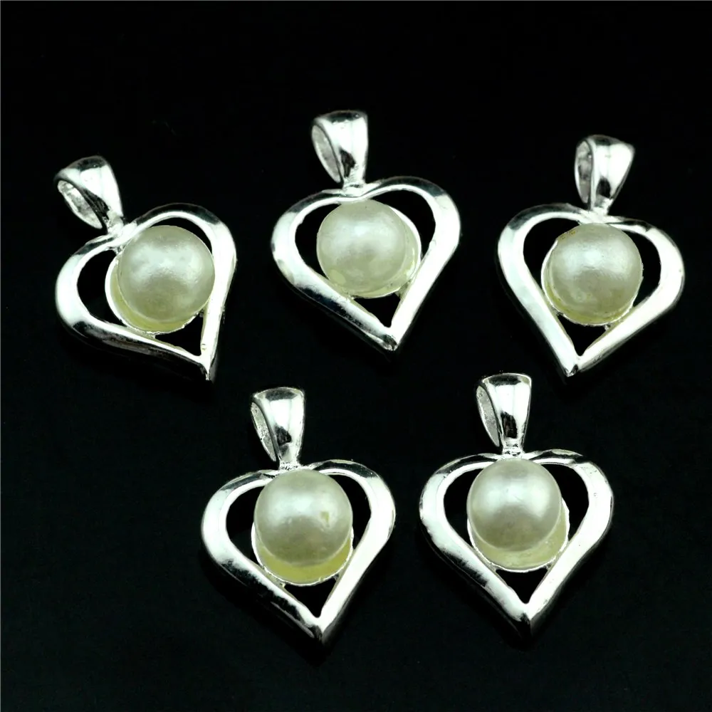 

5 Packs of New Silver Pendant Temperament Women's Classic Exquisite Smart Heart Inlaid Pearl Zircon Necklace Pendant Gift
