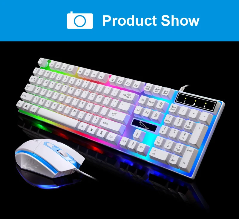 Проводная игровая клавиатура мышь combo USB мыши гибкий полихроматический светодиодный свет компьютерная Механическая Подсветка