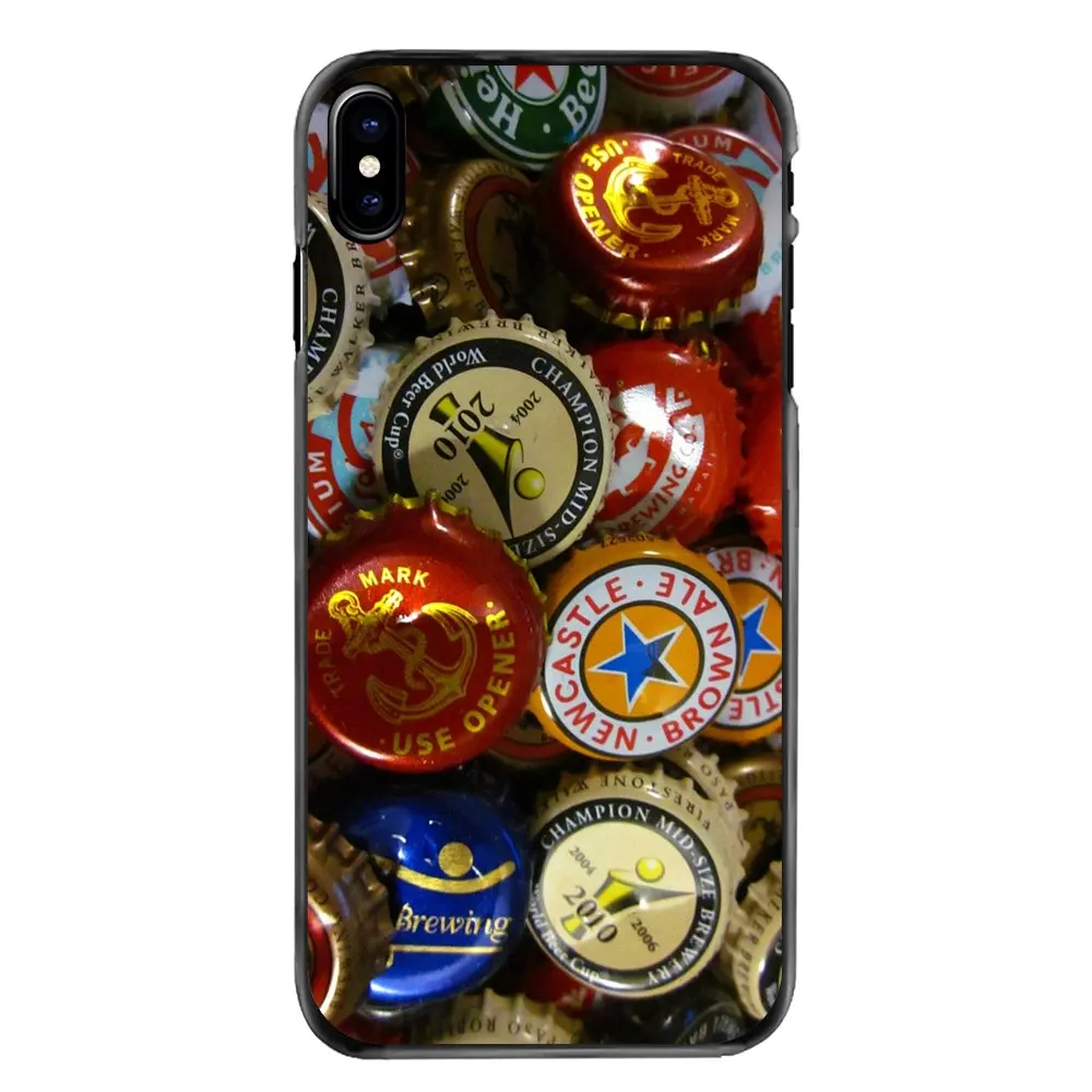 Для iPhone 4 4S 5 5S 5C SE 6 6S 7 8 Plus X XR XS Max Кепка много шапок для пивных бутылок шаблон коллаж