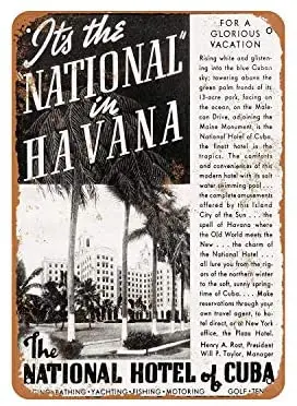 

1938 National Hotel of Cuba in Havana Vintage Metal Sign Public Sign Decoration Sign 8x12 Inch
