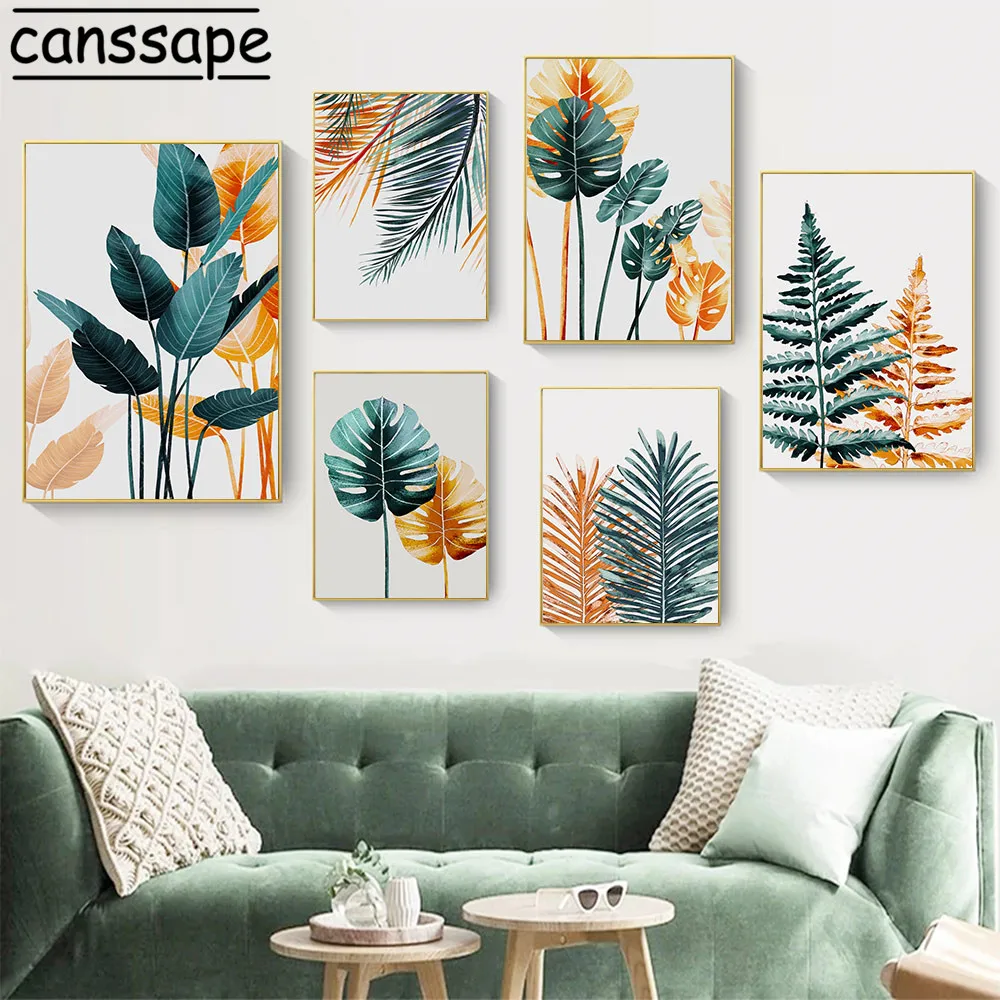 

Tropical Plant Wall Art Canvas Painting Leaves Posters Abstract Print Nordic Poster Modern Pictures For Living Room Decoration