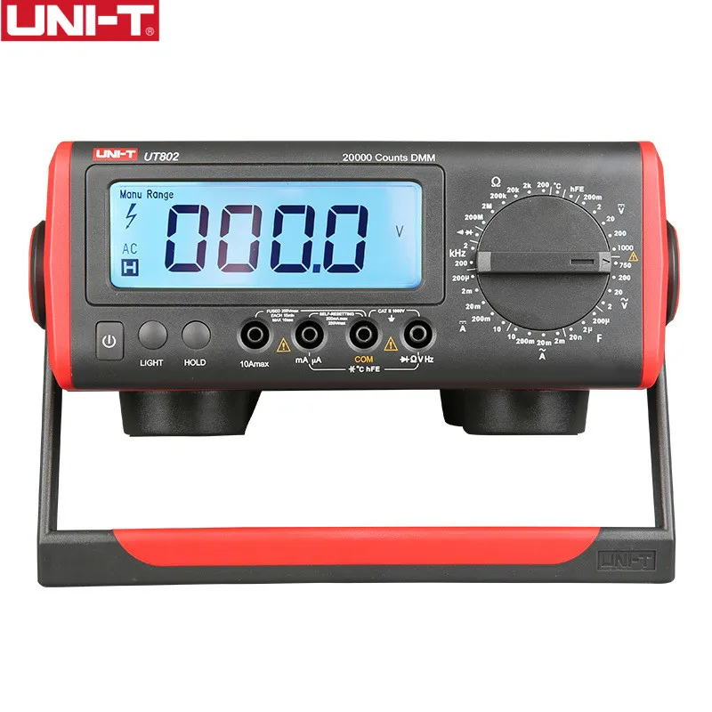 

UNI-T UT802 цифровой мультиметр с ЖК-дисплеем настольного типа Вольт Ампер Ом Емкость Гц 19999 отсчетов Высокоточный тестер