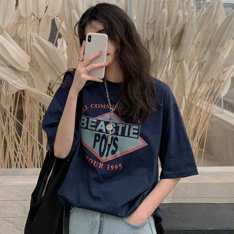 

Summer new BF style cotton short sleeve T-shirt for female students