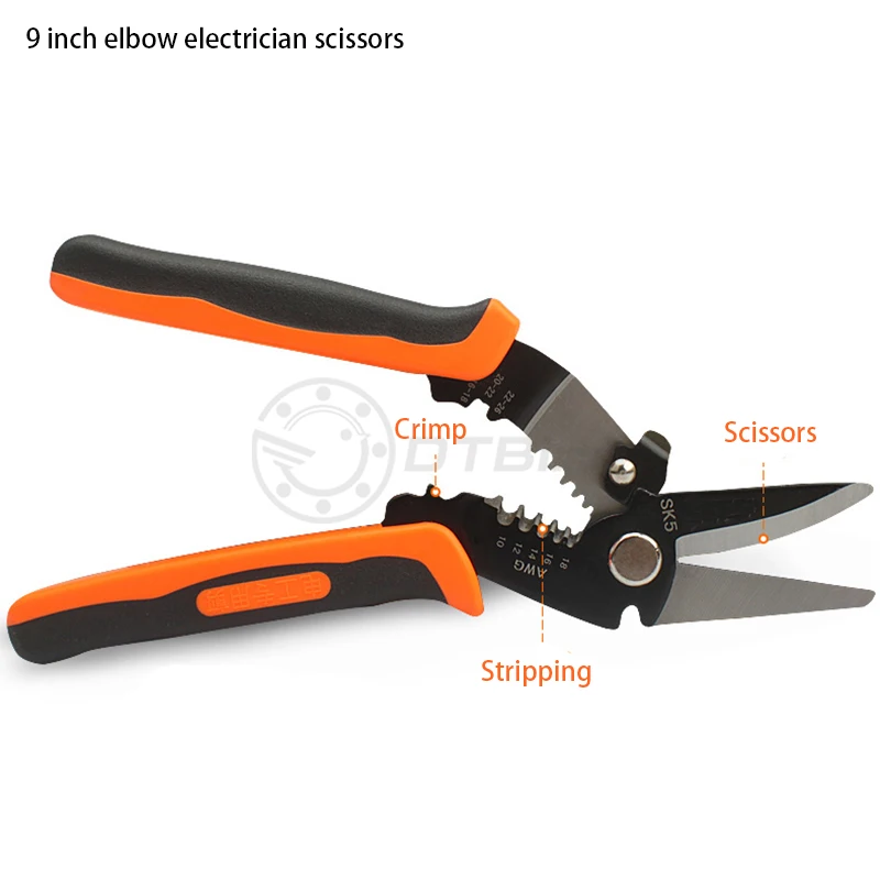 9 inch scissors Высокое качество кабель провода резак для зачистки щипцы автоматический многофункциональный TAB терминальные обжимные плоскогубцы инструменты - Цвет: 9 inch scissors