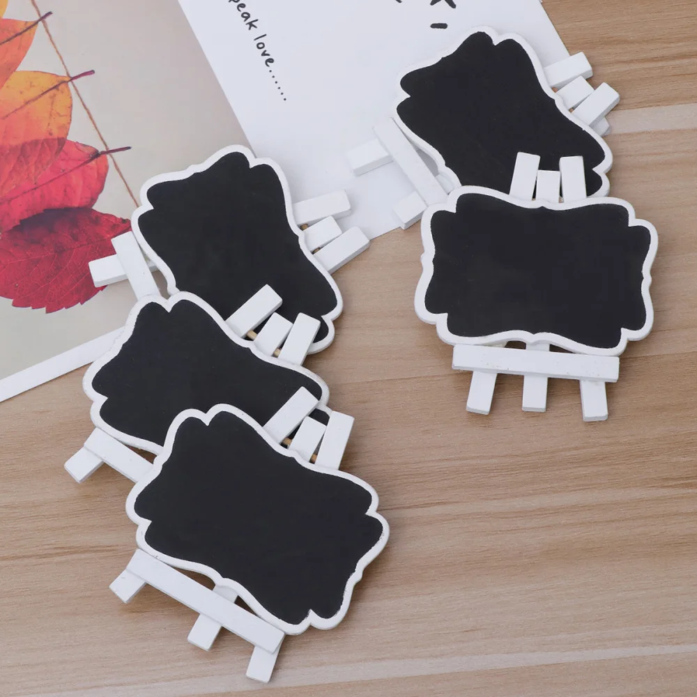 

10 Pcs Mini Chalkboards Blackboard DIY home decoration small bracket Message Board Signs Message Board (Black + White)