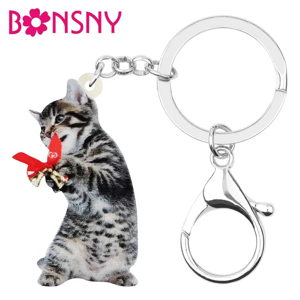 Акриловая Рождественская сумка Bonsny в виде кошки котенка банта колокольчика