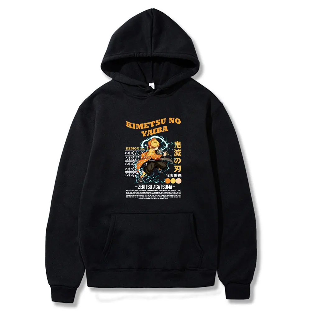 

2021 Kimetsu No Yaiba Demon Slayer Agatsuma Zenitsu Cotton New Style Long Sleeves Hoodies Fashion Casual Daily Loose Streetwears