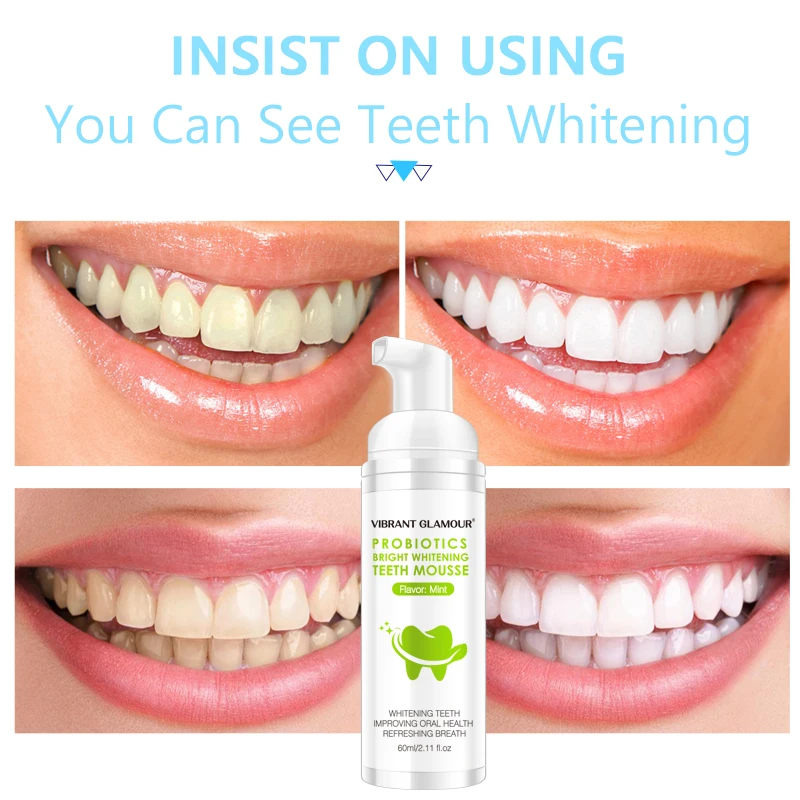 Яркий гламурный отбеливающий мусс для зубов зубная паста порошок удаляет зубной