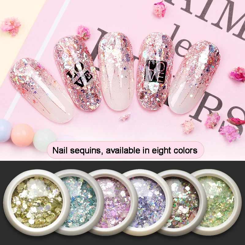 Дизайн ногтей 3D разные формы Блестки УФ Гель лак сверкающий порошок пыль DIY Шарм
