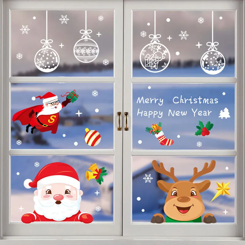 

Christmas Decoration Stickers Adhesive Paper For Window Christmas Decor New Year 2022 Christmas Scenery Sticker Of Snowflakes