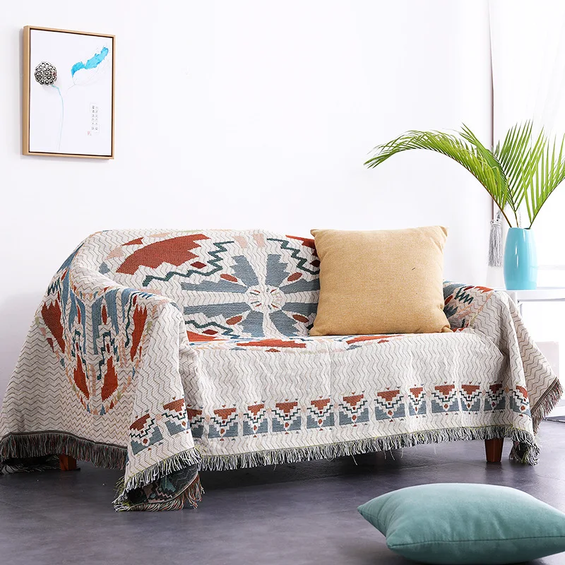 

Boho Knitted Chair Sofa Cover Towel Soft Throw Blanket Lace Slipcover Luxury Decor For Bed Bedspread Outdoor Beach Sandy Carpet