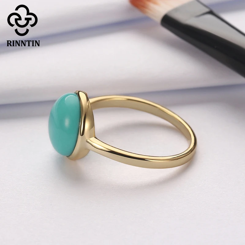 Rinntin 925 Серебряное кольцо для женщин Lapis золотого цвета женские обручальные