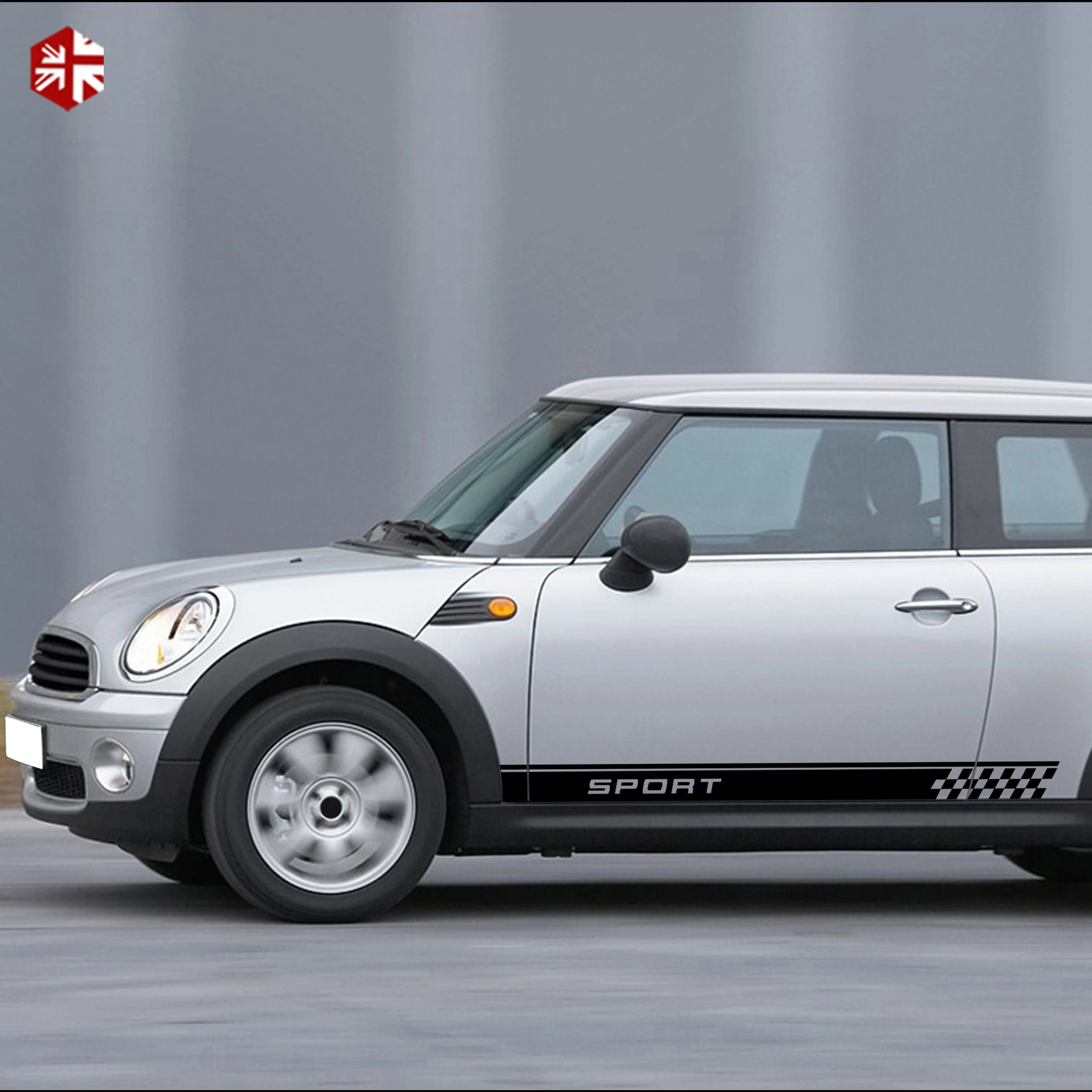 2 шт. гонок спорт Клетчатый Стиль дверь автомобиля боковая полоска наклейка на