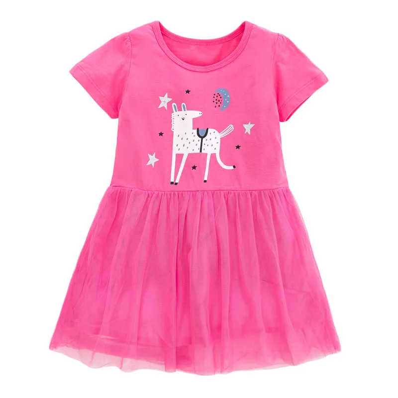 

Little Maven 2021 Summer Baby Girl Dot Vestiods Frocks Children Clothes Toddler Animal Print Pink Dress for Kids 2-7 Years