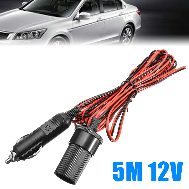 

1pc 5M 12V 36W Car Extension Cable For Cigarette Lighter Auto Battery Terminal Alligator Clip Socket Adapter Accessories