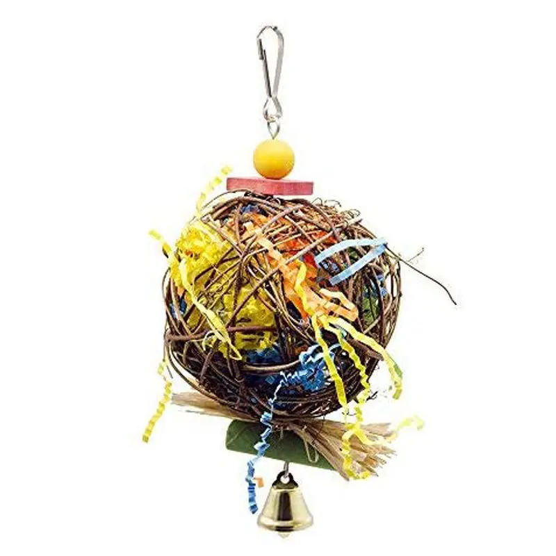 Жевательная игрушка для домашних животных попугай птица ветка Ротанговые шарики