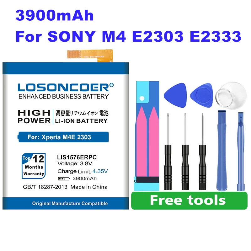 LOSONCOER 3900 мА/ч, LIS1576ERPC Батарея для SONY Xperia M4 Aqua E2303 E2333 E2353 E2306 E2312 E2363 AGPB014-A001 Батарея