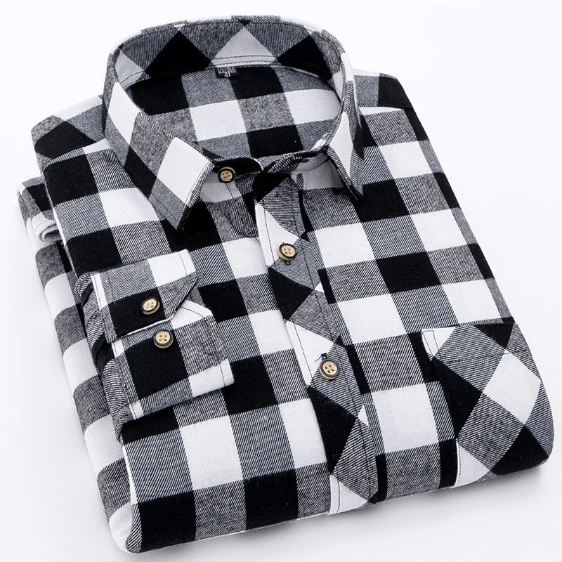 

Plaid Shirt Flannel Men 2020 Fashion Dress Men shirt Casual Warm Soft Long Sleeve Shirts camiseta masculina chemise homme