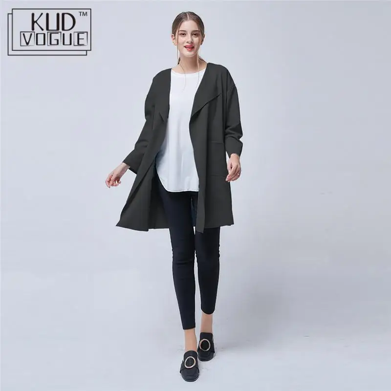 Женская ветровка 2018 розовый черный длинный Тренч воротник карман Офисная Леди