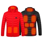 Мужская зимняя куртка с USB-подогревом, однотонная водонепроницаемая куртка с 9 зонами, с умным терморегулятором, с капюшоном и подогревом, 2021