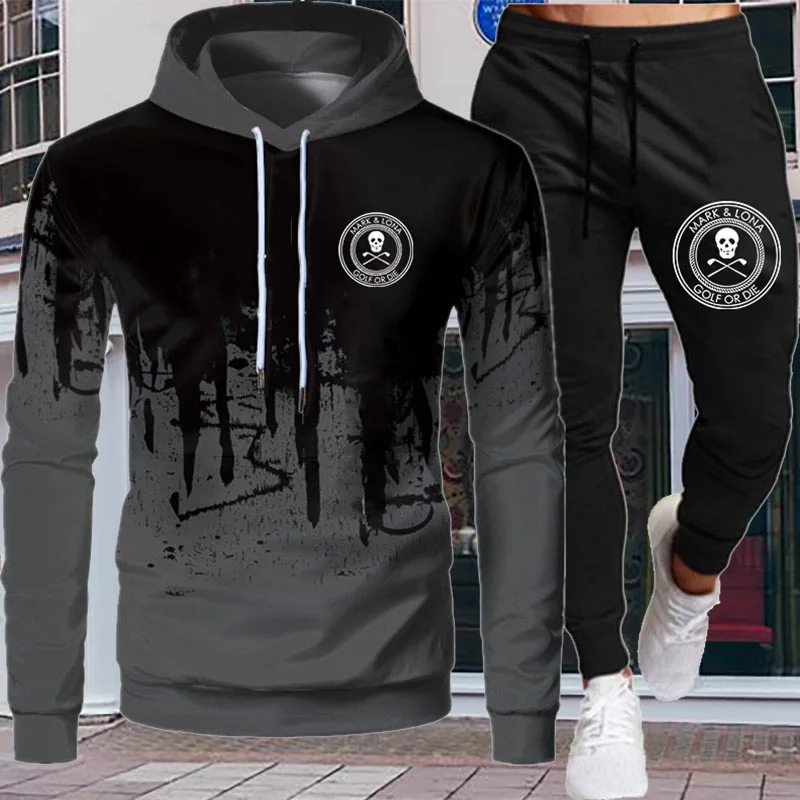 

Новинка Осень-зима, Мужская модная толстовка с логотипом Mark Lona + штаны, мужской спортивный костюм, однотонный свитшот, спортивные брюки, кост...